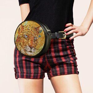 Rhinestone Tiger Fanny Pack / Crossbody Belt Bag